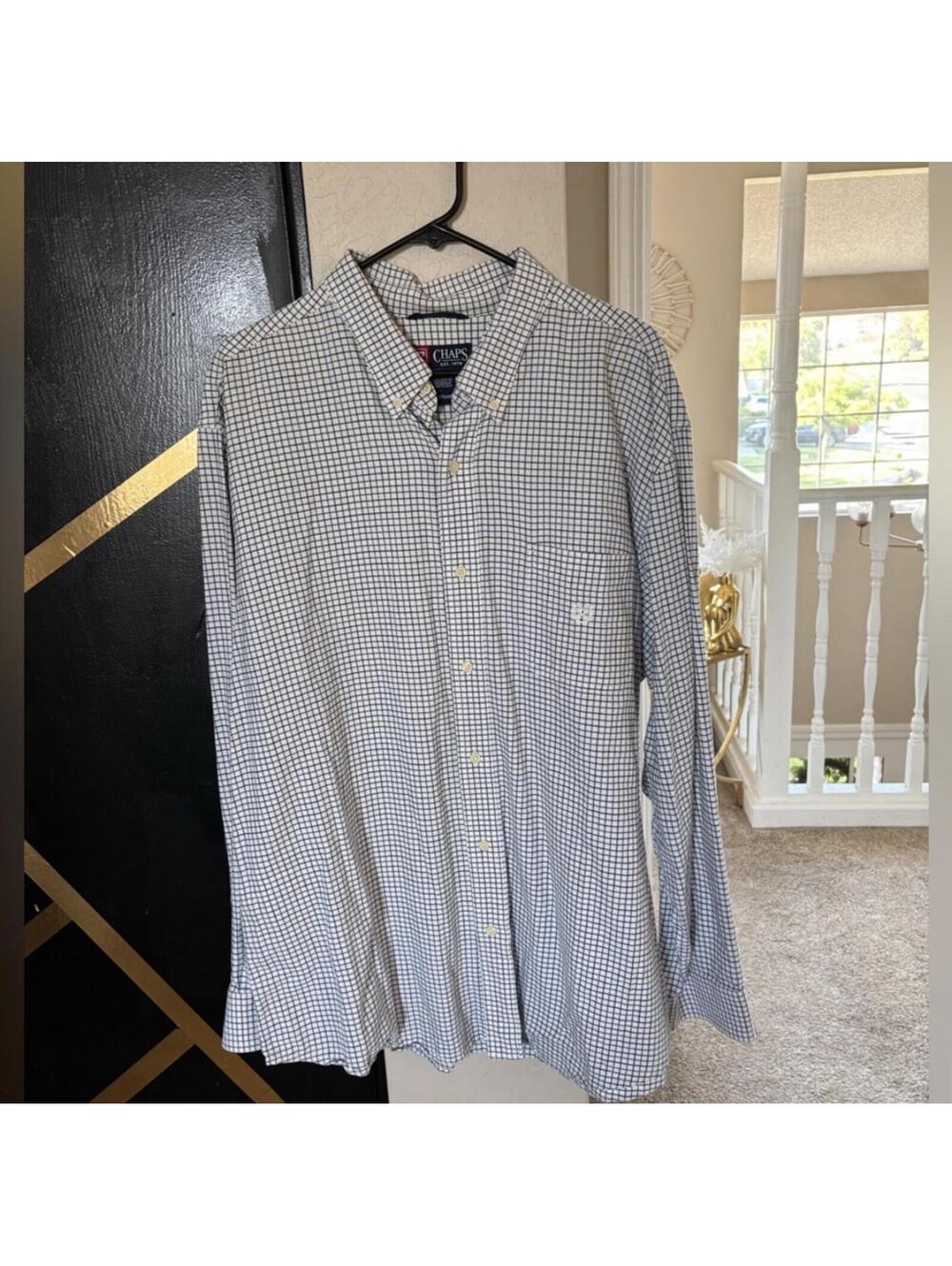(Chaps) Men's Blue and White Checkered Shirt
